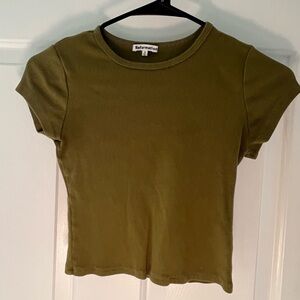 Reformation Olive Ribbed Short Sleeve Tee